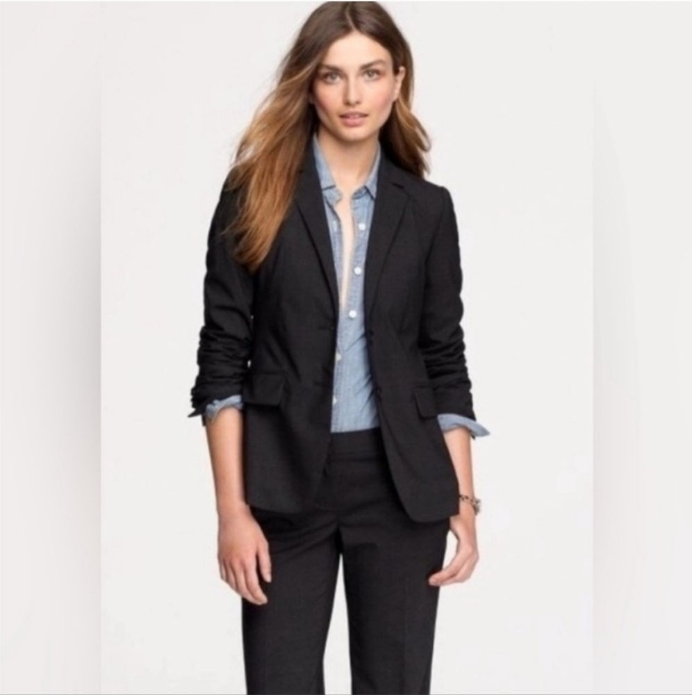 J Crew Super 120's Black 100% Wool Blazer Sz 6